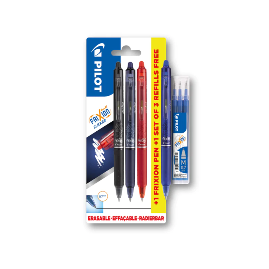עטי ג'ל מחיק מארז שלישייה PILOT FRIXION CLICKER 0.7