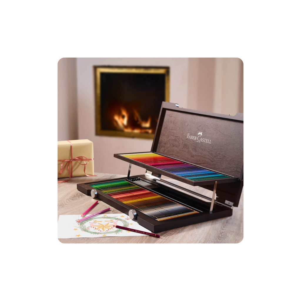 סט 120 עפרונות במזוודת עץ Faber Castell Polychromos