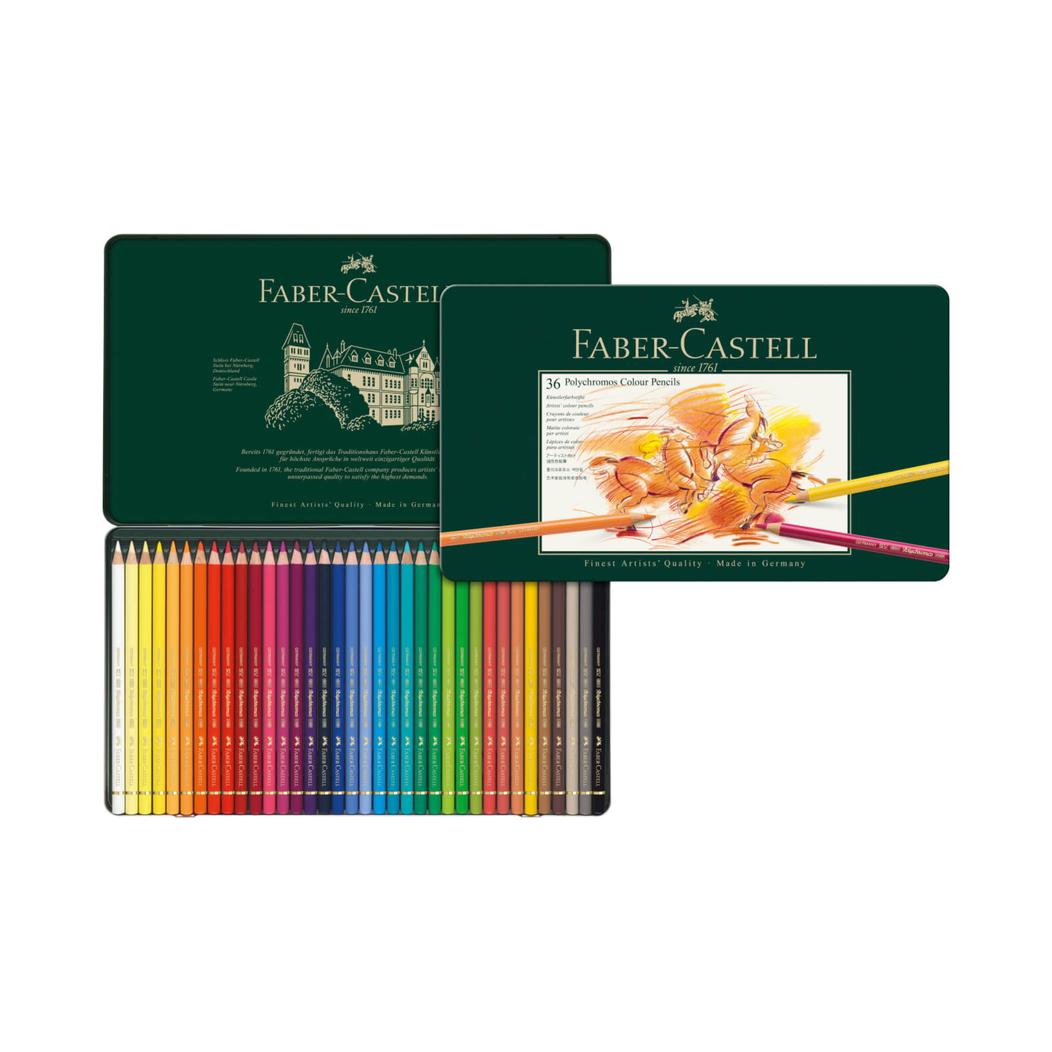 סט 36 עפרונות Polycromos במארז פח Faber Castell
