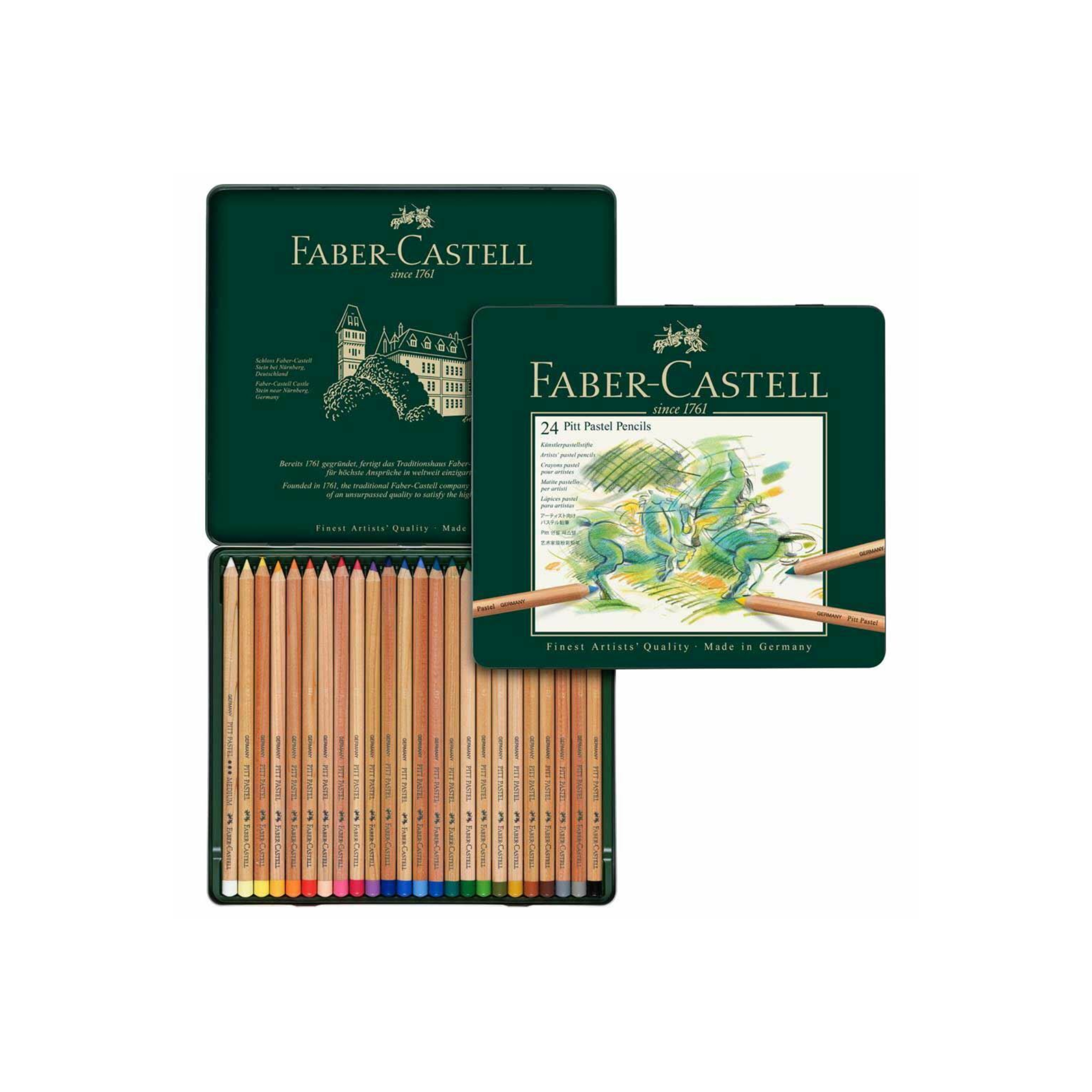 סט 24 עפרונות Pitt Pastel במארז פח Faber Castell