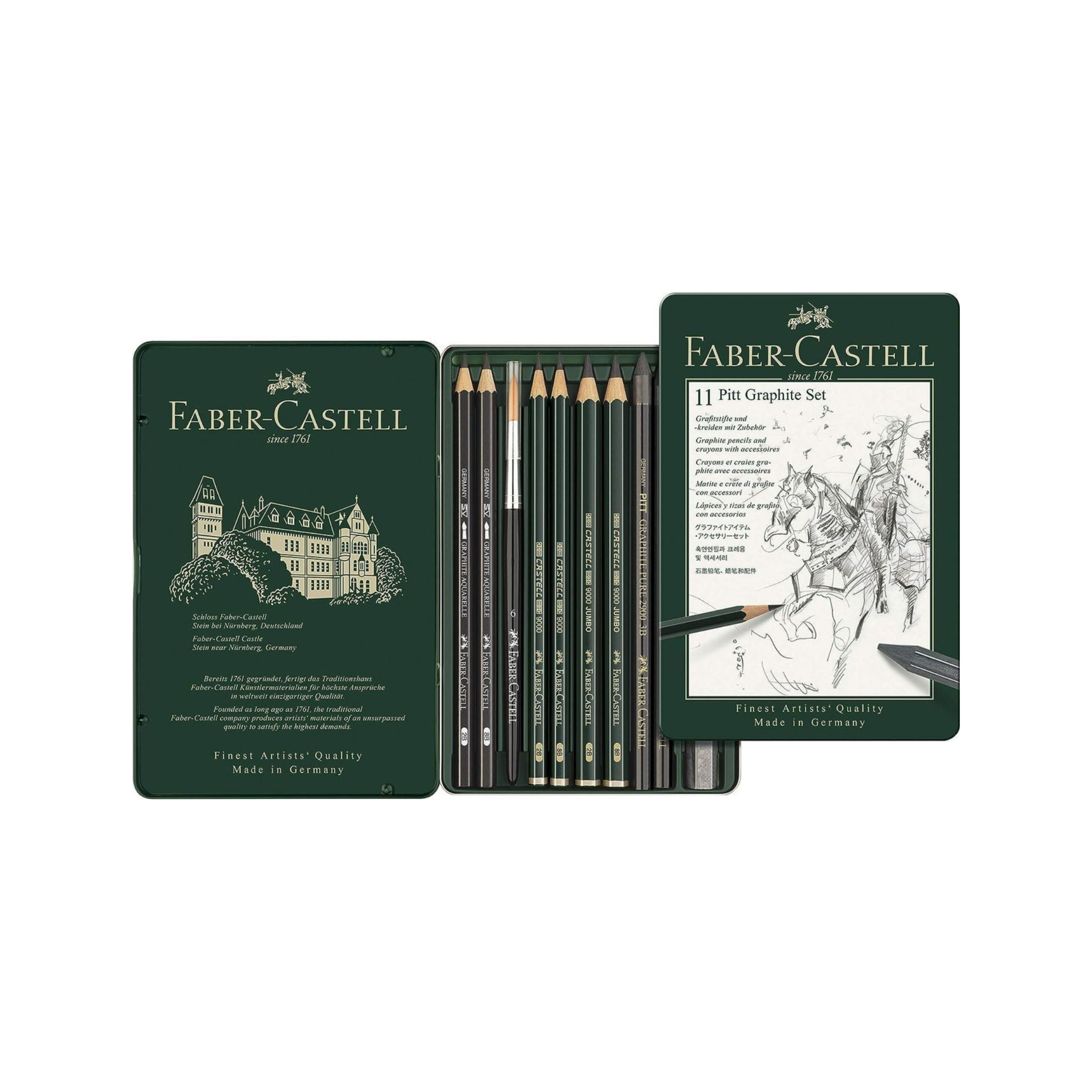 סט 11 יח Pitt Graphite במארז פח Faber Castell