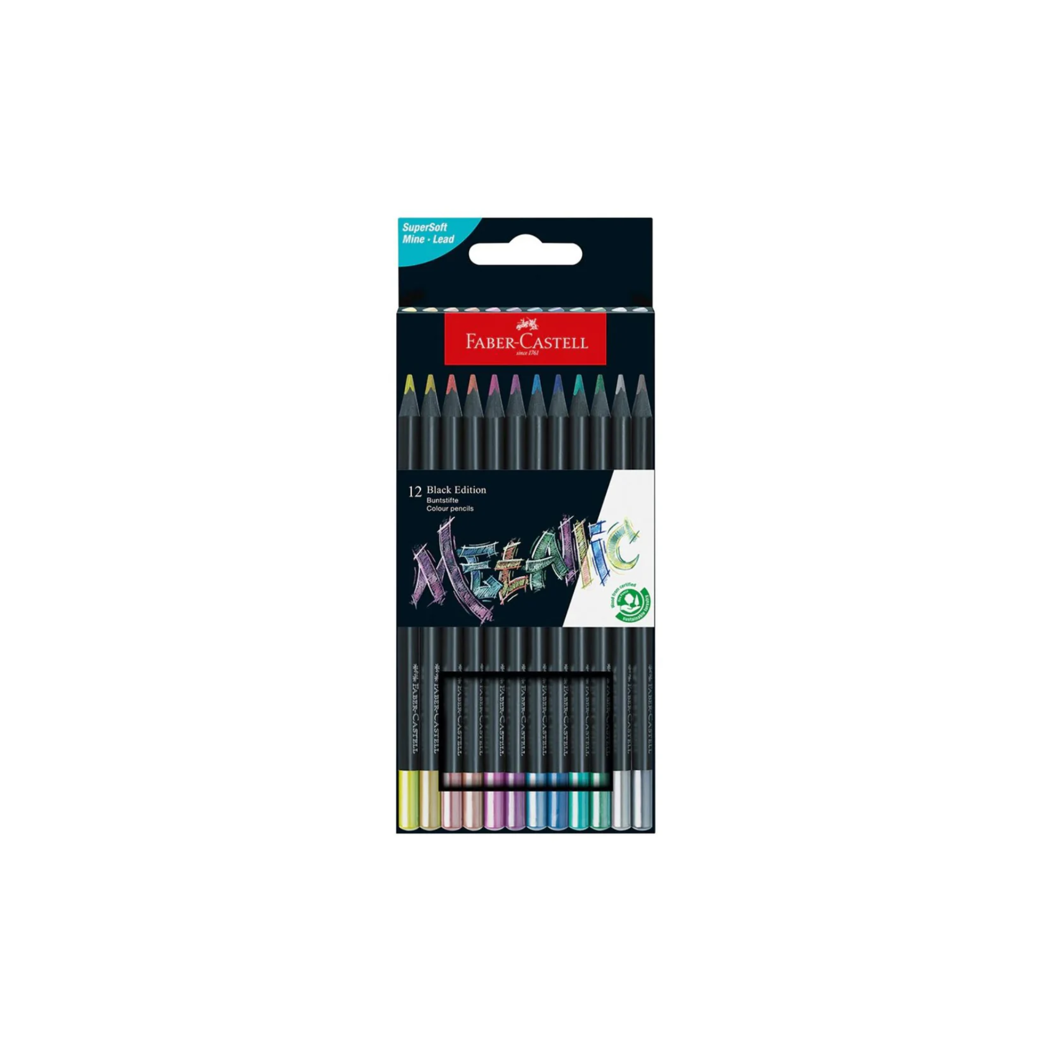 Faber Castell Black Edition סדרה שחורה סט 12 עפרונות פסטל ונאון