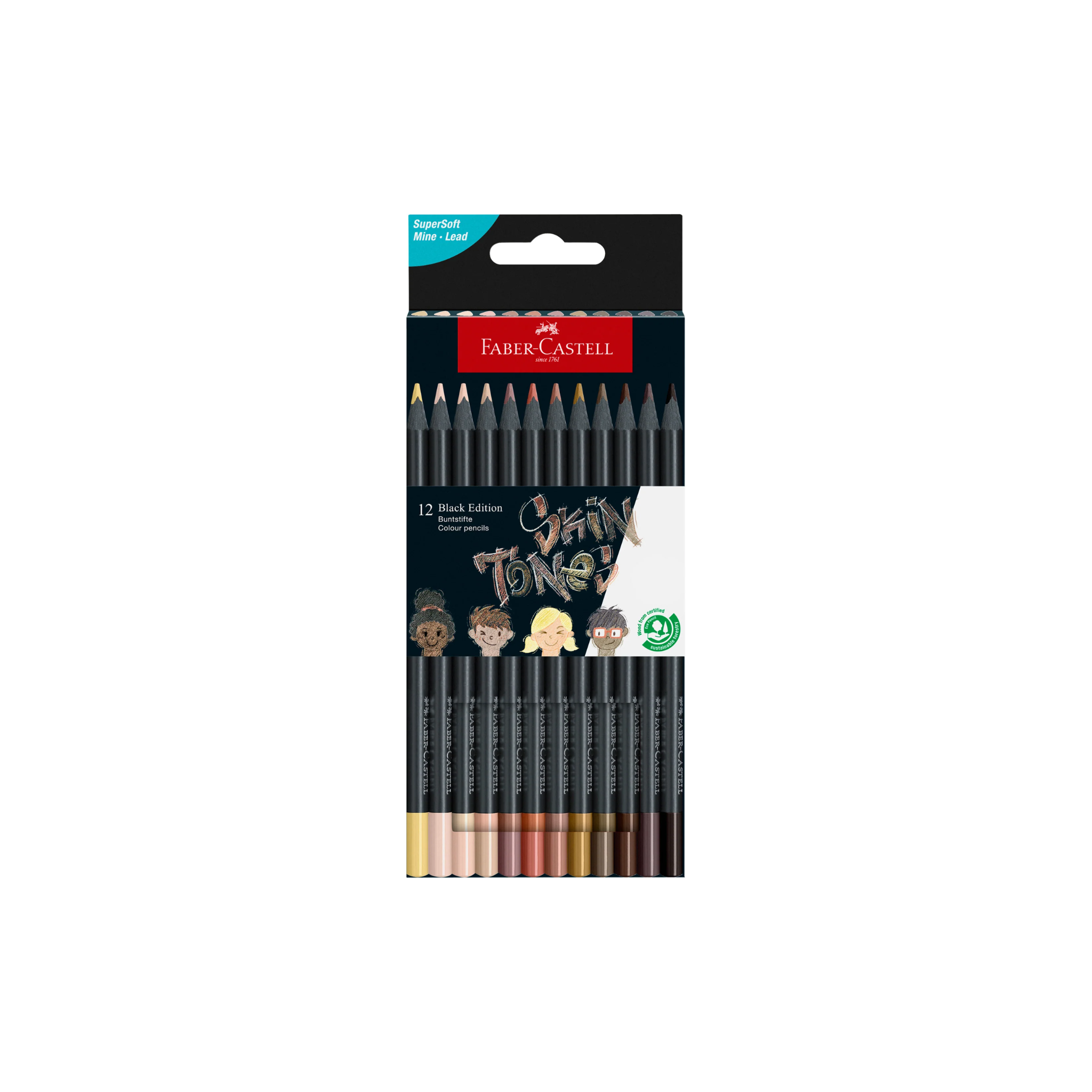Faber Castell Black Edition סדרה שחורה סט 12 עפרונות גווני גוף