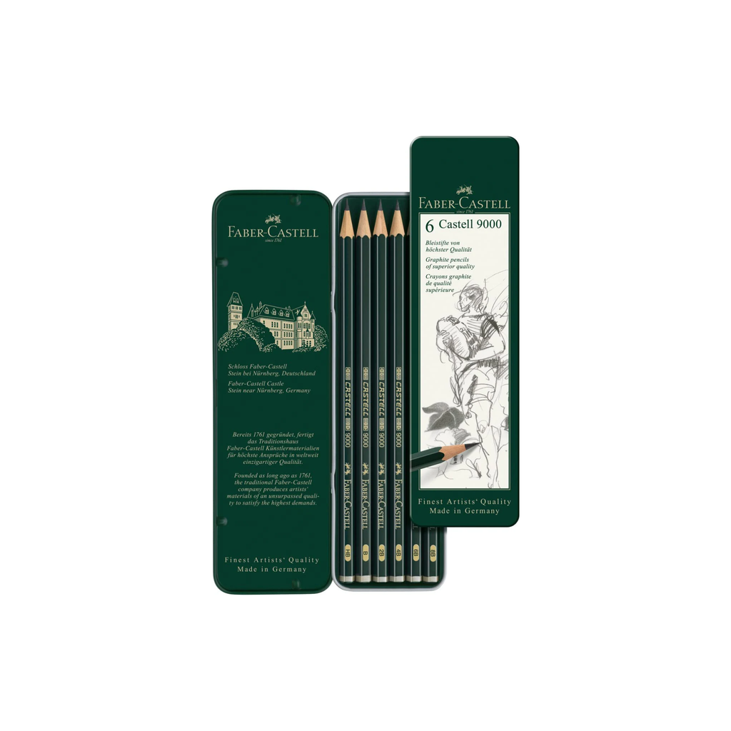 סט עפרונות רישום 6 יח' סדרה 9000 Faber Castell 8B-HB