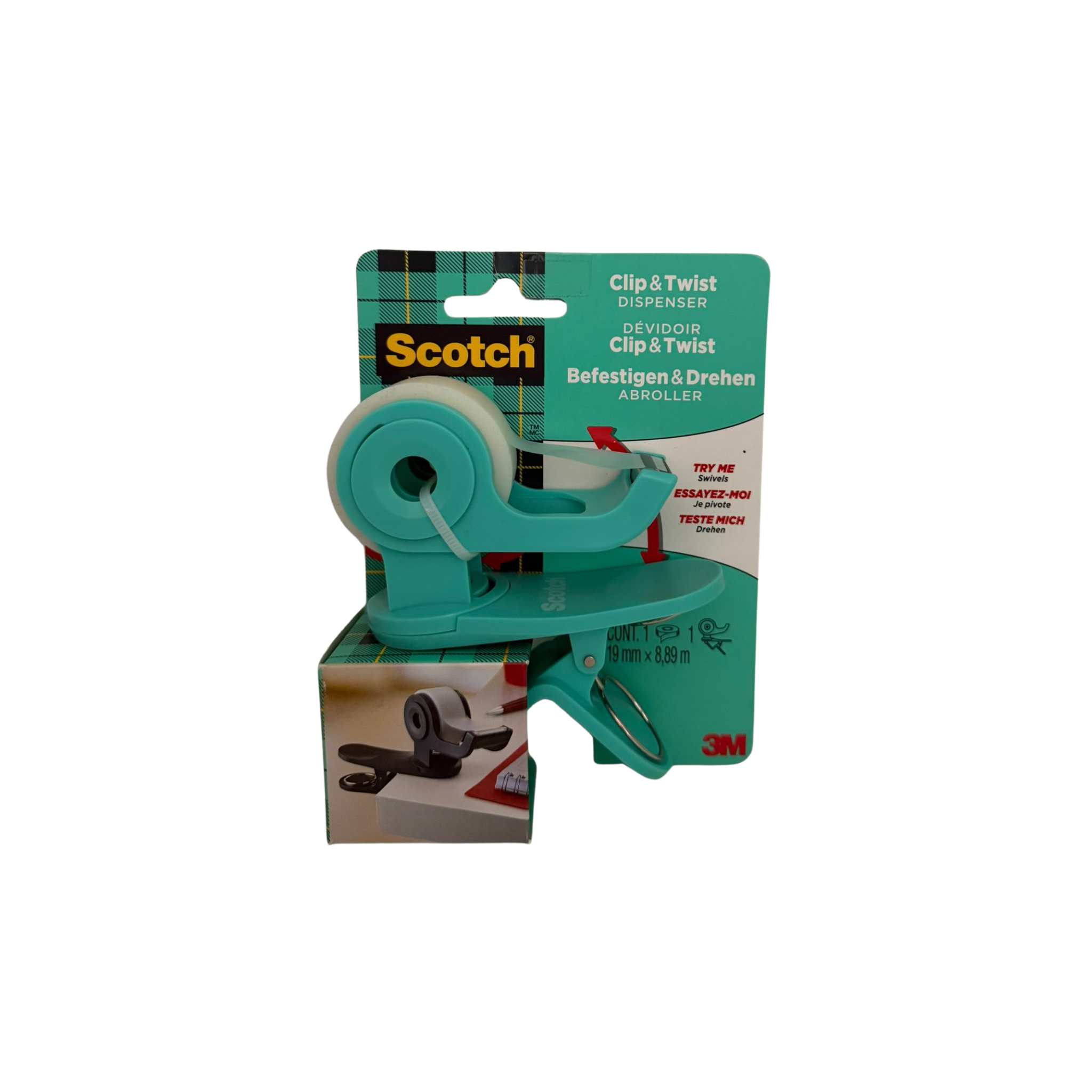 3M SCOTCH מעמד מסתובב + סרט דביק חלבי