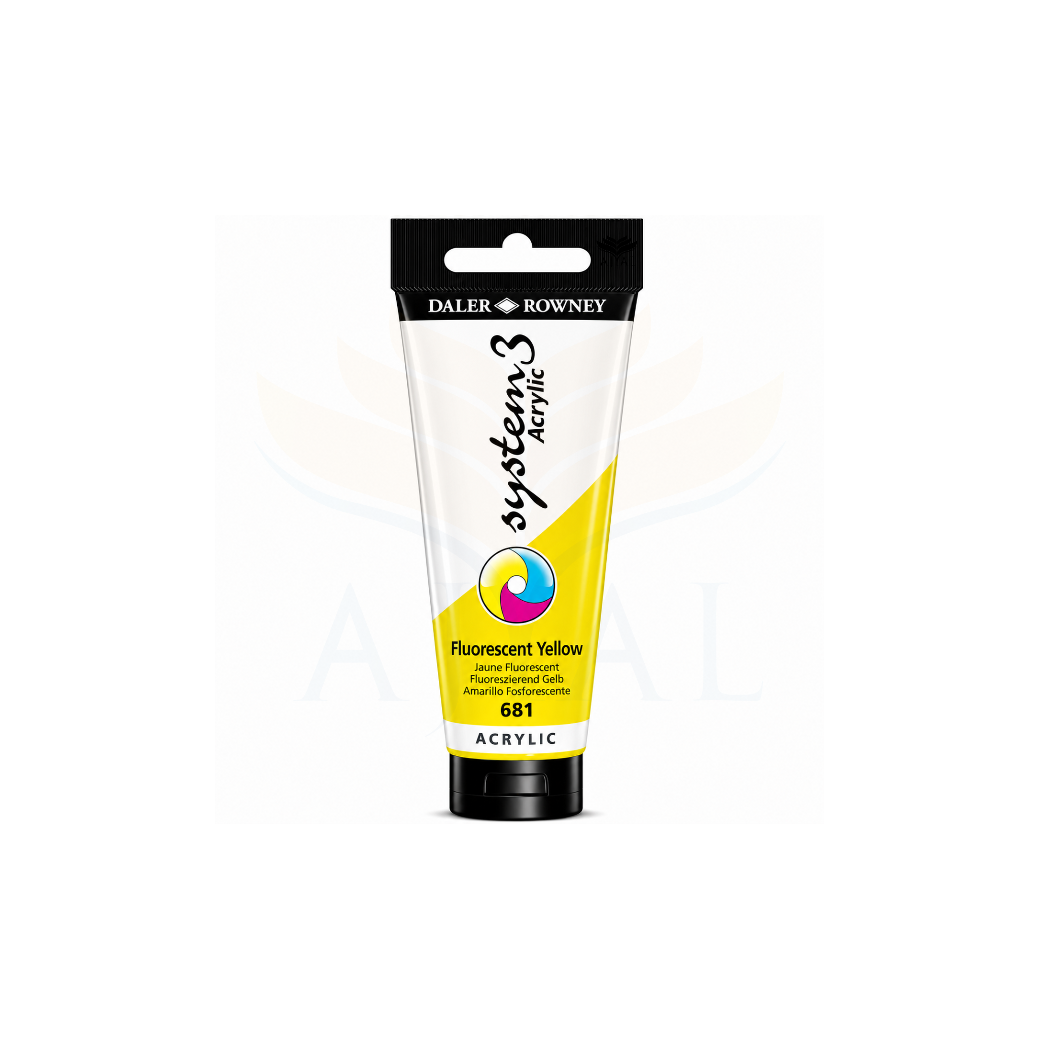 צבע אקרילי 150 מ"ל DALER ROWNEY SYSTEM 3 Fluorescent Yellow 681