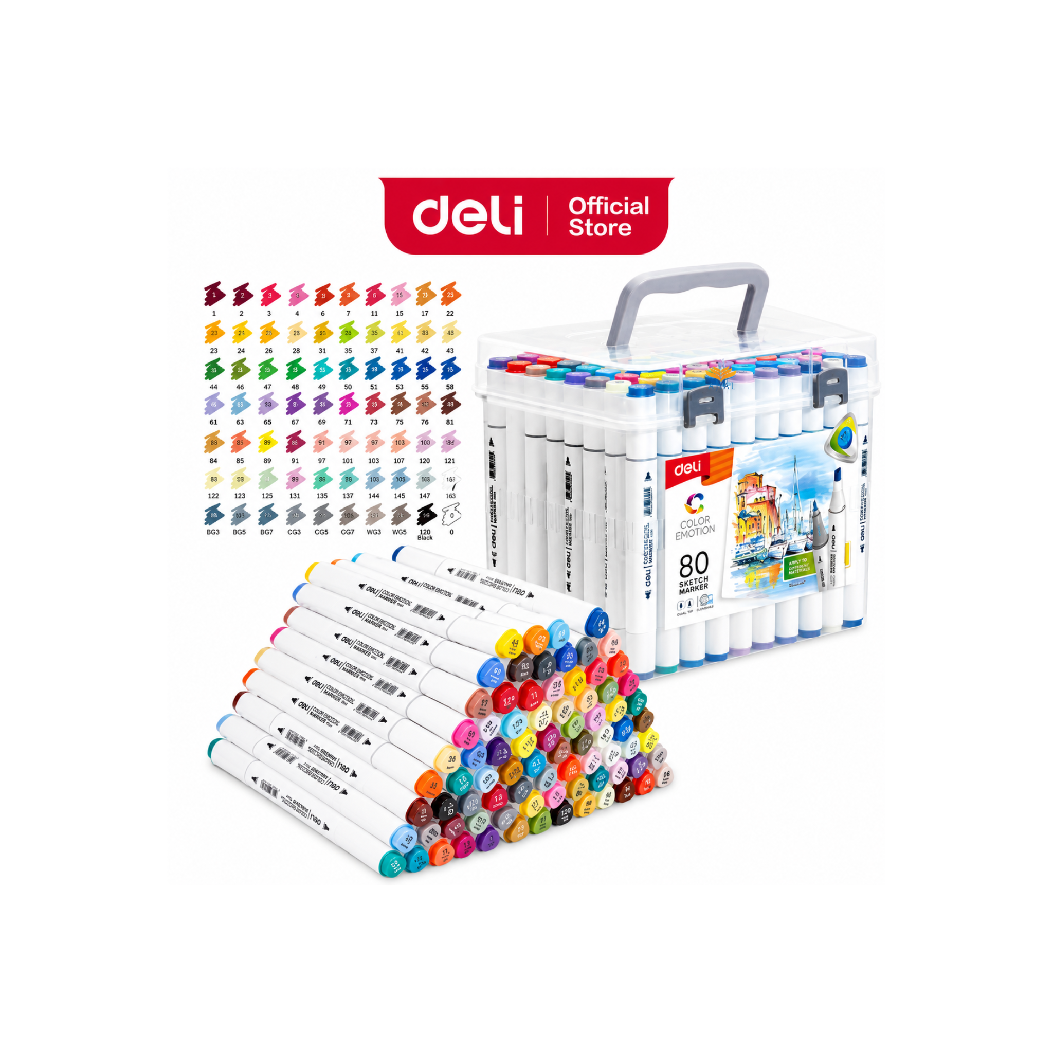 מארז 80 טושים דו צדדים DELI