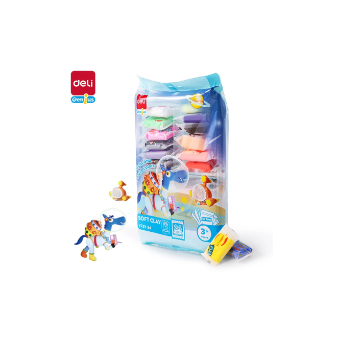 DELI קליי חימר רך 24 צבעים