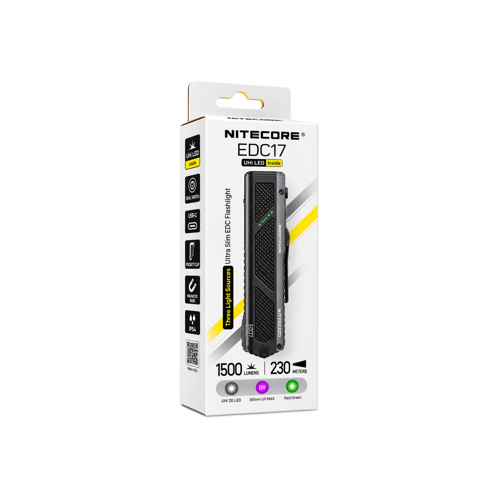 פנס יד נטען 1500 לומן EDC17 + ציין לייזר + UV פנס אולטרה סגול + שובר חלונות Nitecore