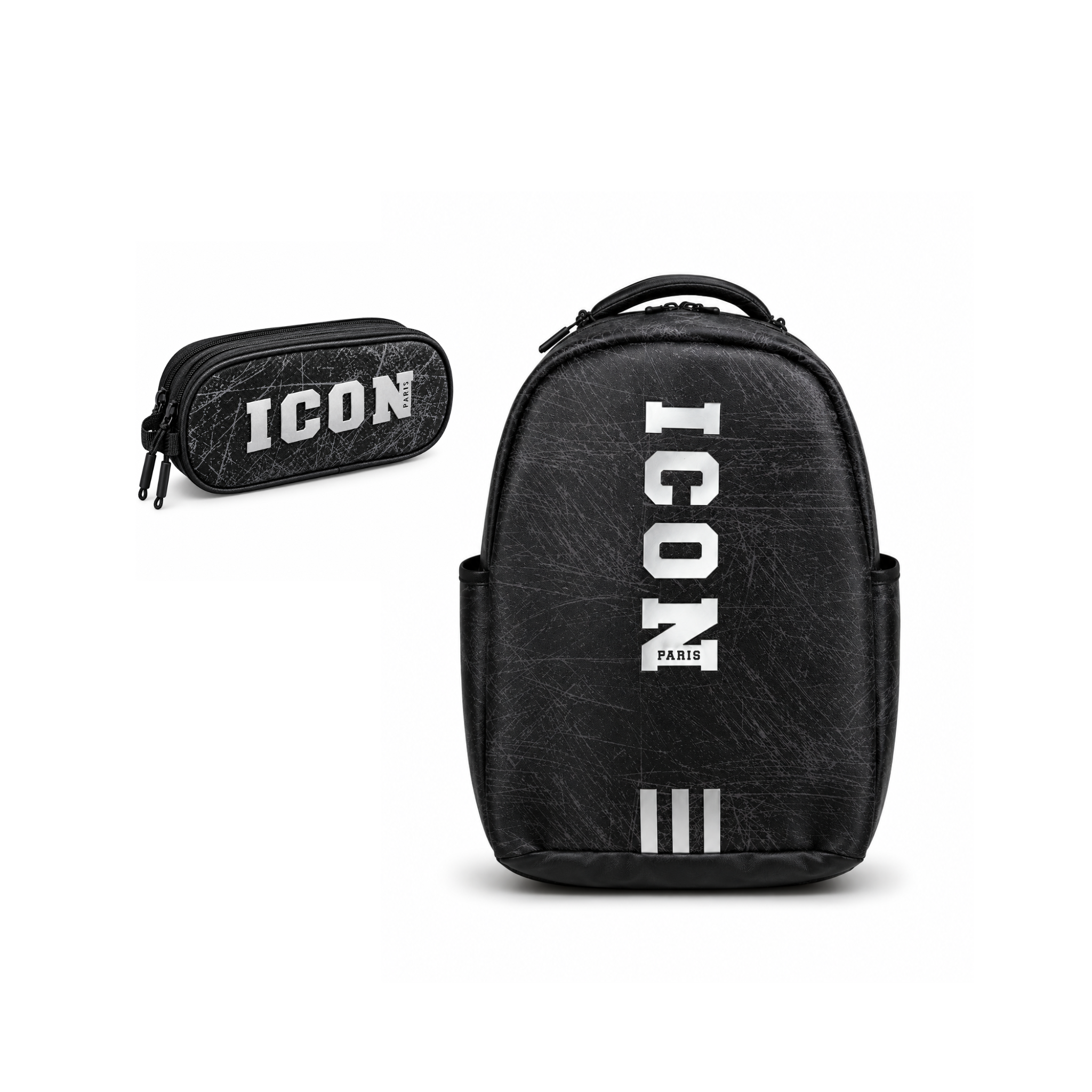 תיק + קלמר לוגו לבן ICON