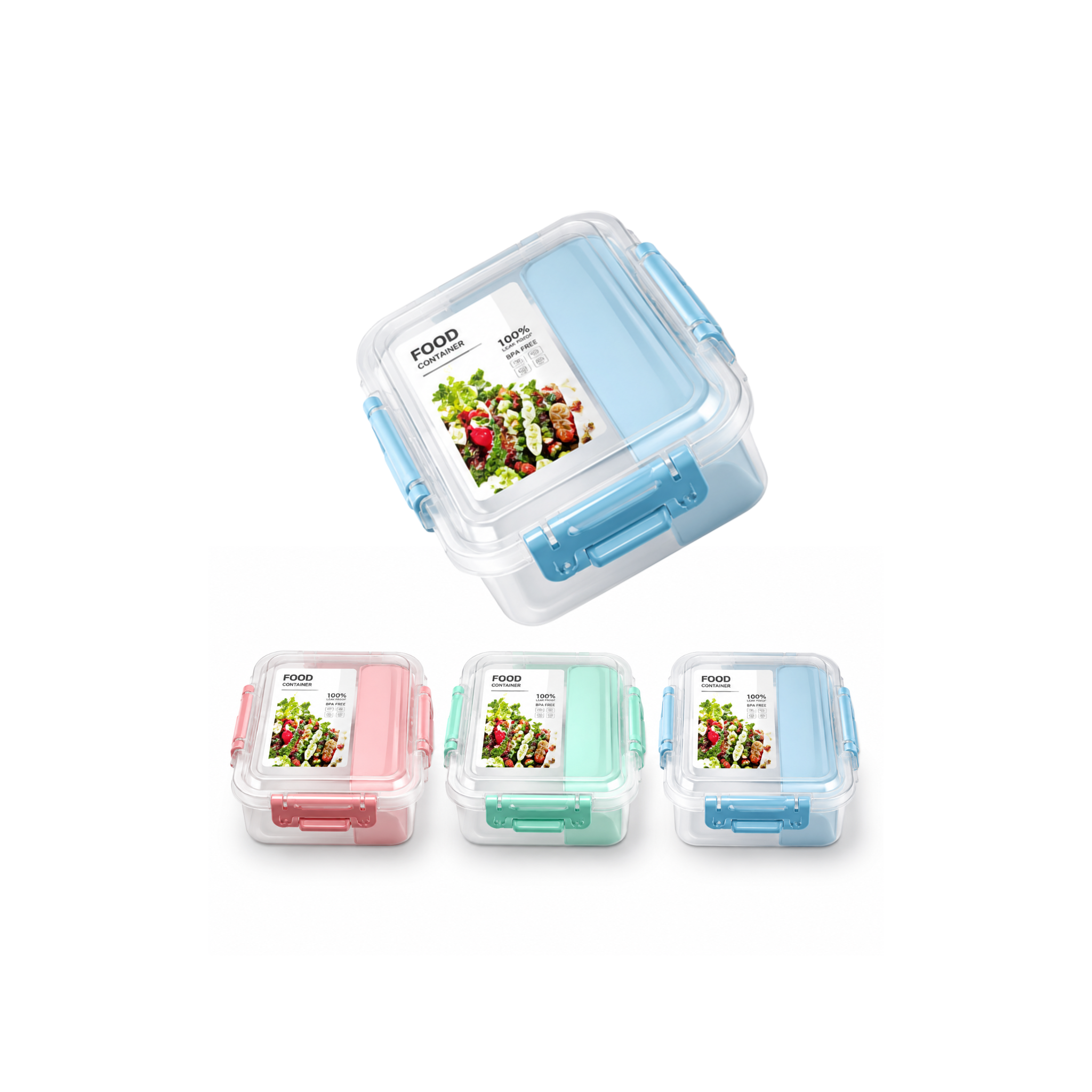 קופסת אוכל מחולקת + סכו"ם SUPERFOOD
