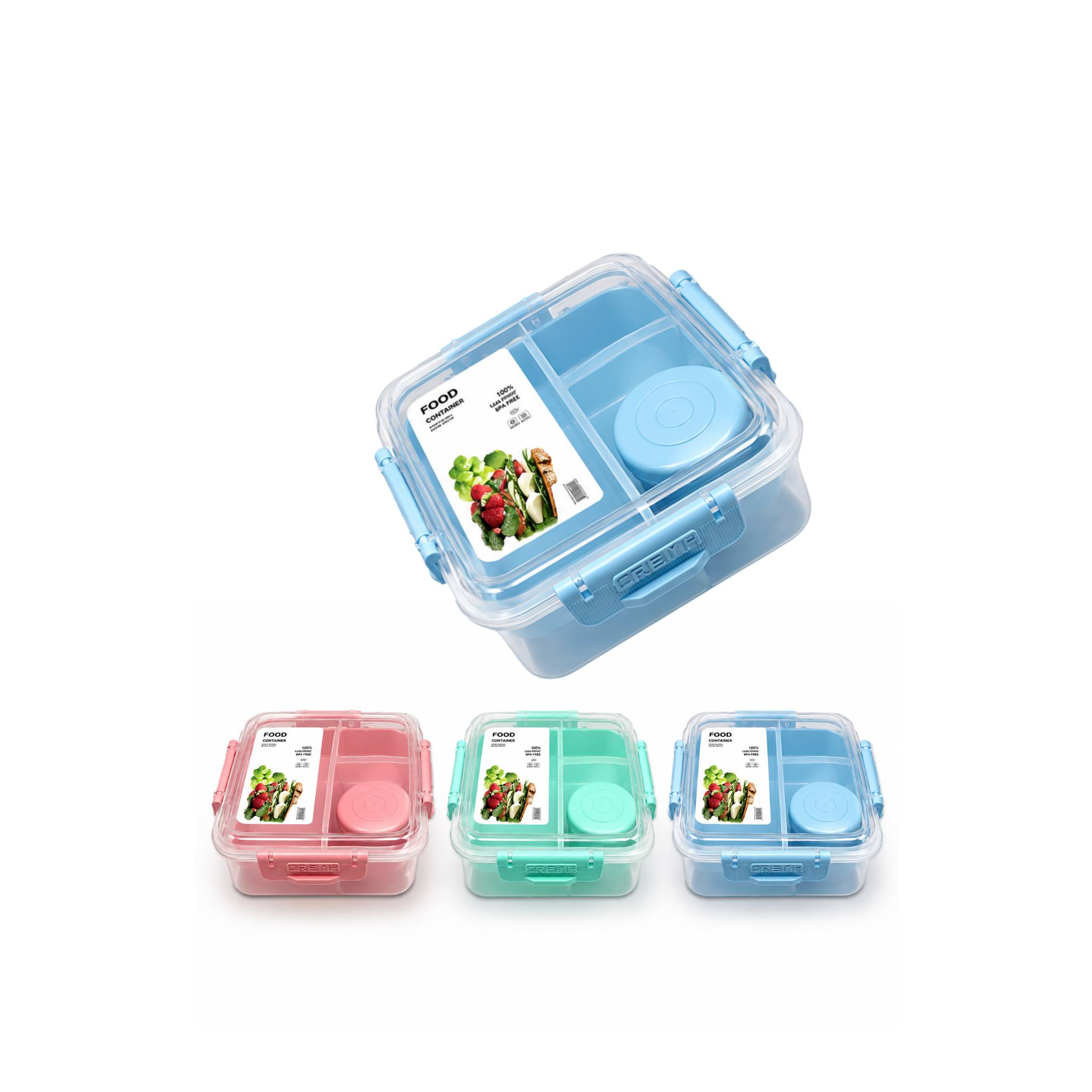 קופסת אוכל מחולקת + סכו"ם + מיכל רוטב SUPERFOOD