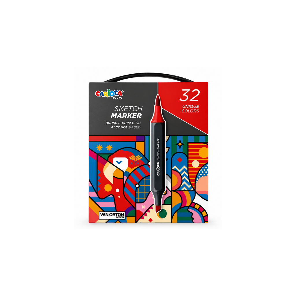 טוש מרקר ראש קטום + מכחול CARIOCA PLUS 32