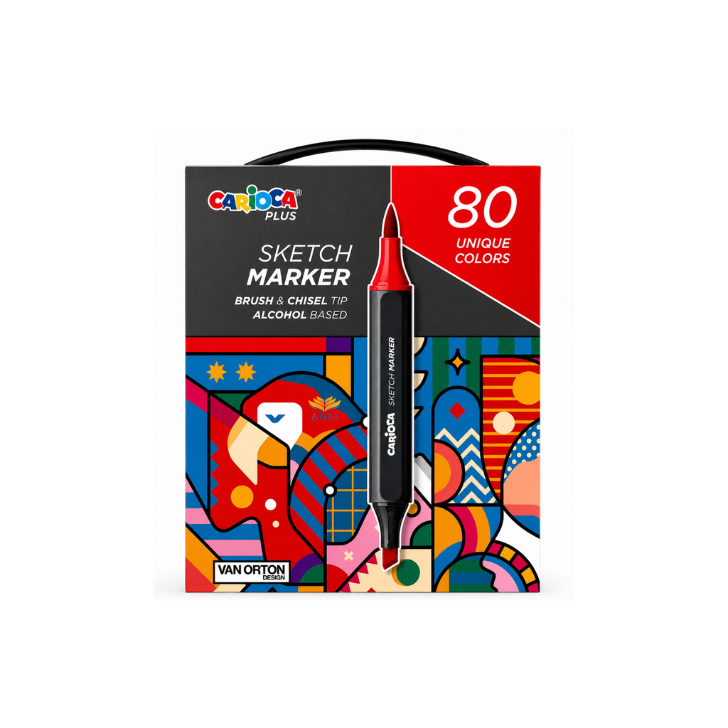 טוש מרקר ראש קטום + מכחול CARIOCA PLUS 80